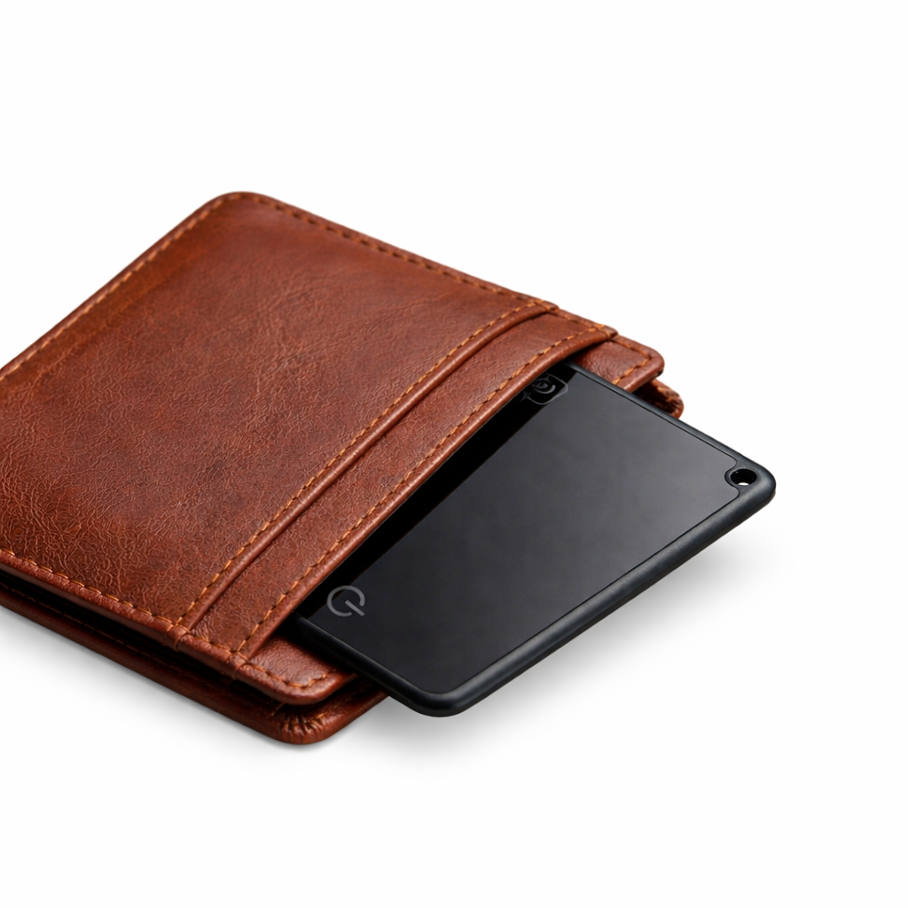 Slim Wallet Tracker – Trådlös Qi-laddning, GPS & Apple Find My