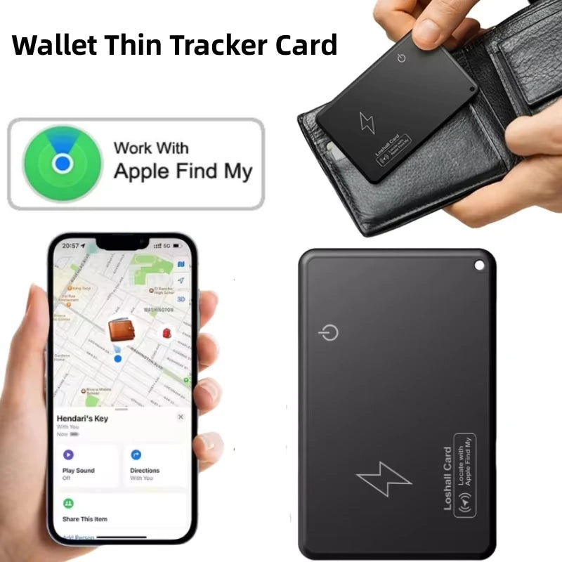 Slim Wallet Tracker – Trådlös Qi-laddning, GPS & Apple Find My